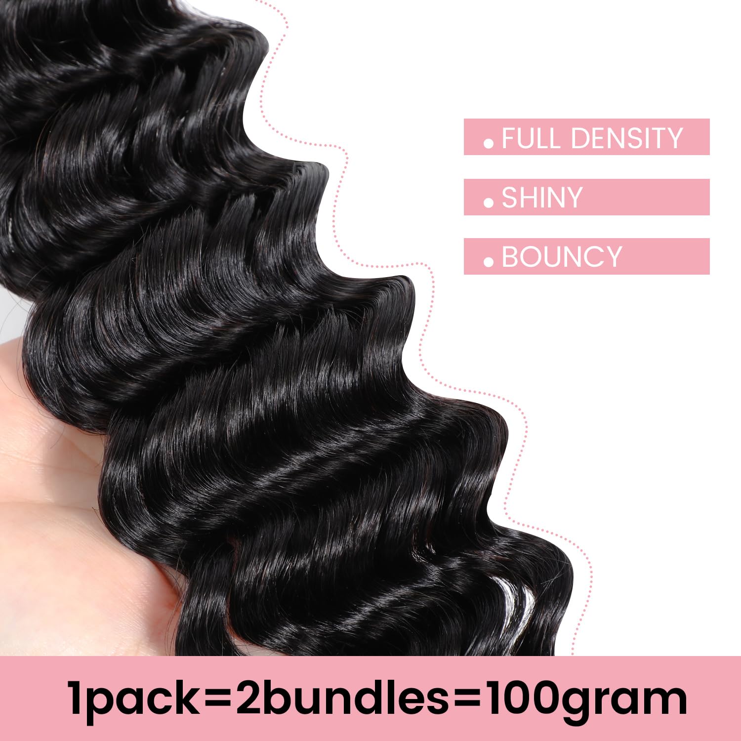 Human Braiding Hair Deep Wave Bulk Curly Human Hair for Braiding, Boho Box Braids/Locs/Twist Goddess Gypsy 100% Unprocessed Virgin Human Hair 18 Inch