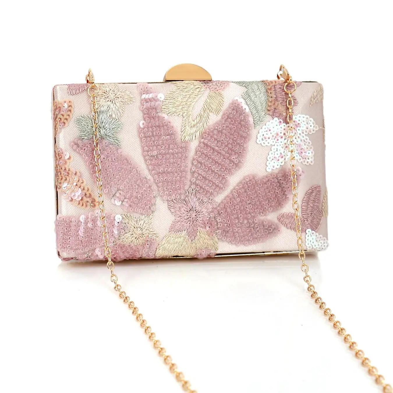 Random Pattern Womens Floral Pattern Clutch Bag Fashion Retro Sequin Embroidery Floral Chain Evening Bag Mini Box Bag For Par 250809