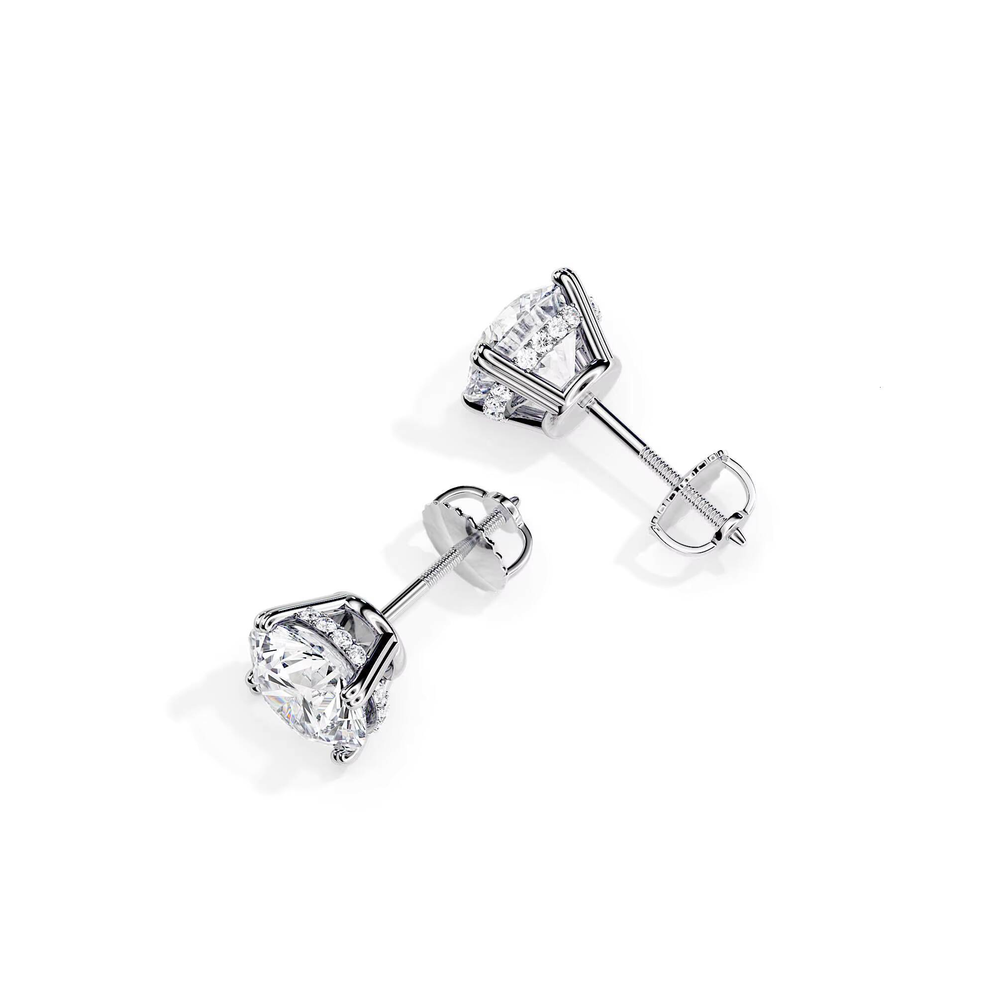 18k White Gold Diamond Stud Earrings Lab Grown Diamond Earrings Lab Grown Diamond Jewelry