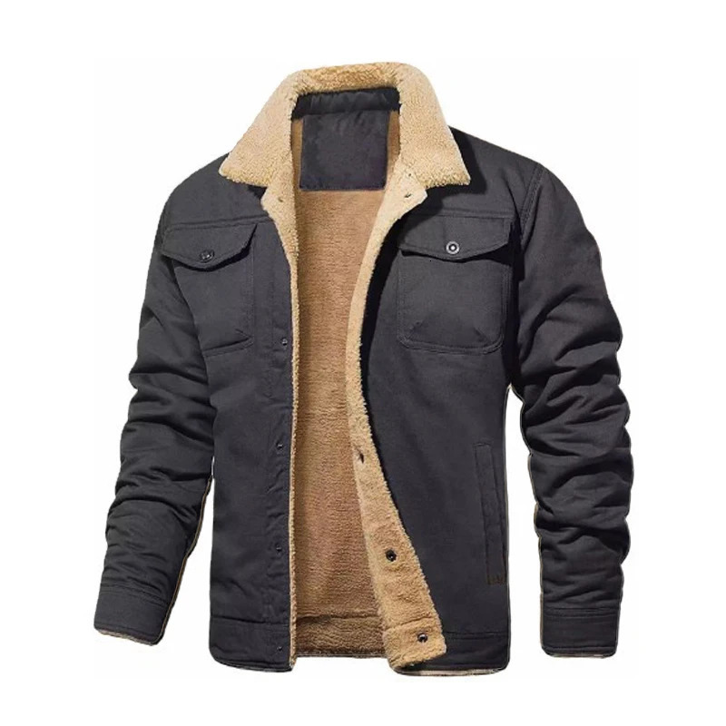Men Autumnwinter Retro Plush Jacket Thickened Windproof Loose Comfortable Warm Fashionable Street Style Casual Work Jacket 250811