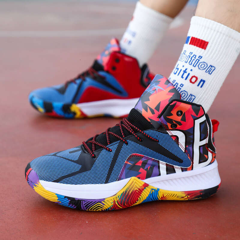 Free shipping Autumn Winter New Leather Basketball Shoes for Men and Women, Youth Large Size Sports Competition Boots, Grippy Non-Slip Sound