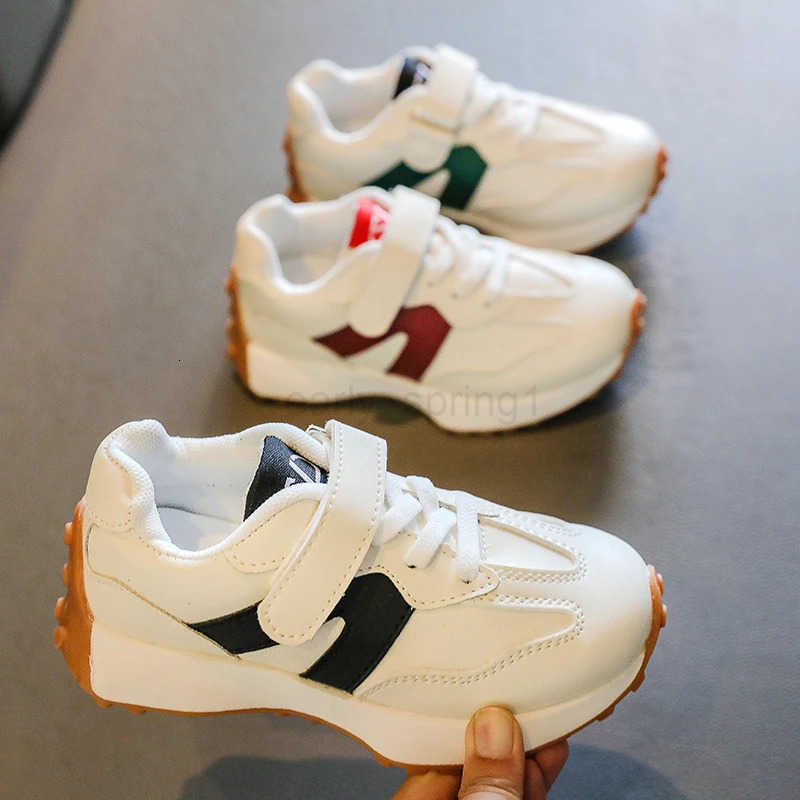 Childrens Shoes Girls and Boys Toddlers Sneakers Breathable PU Leather BABY Flats Tennis Shoe Pink/Black/Gray Size 21~36 T250812