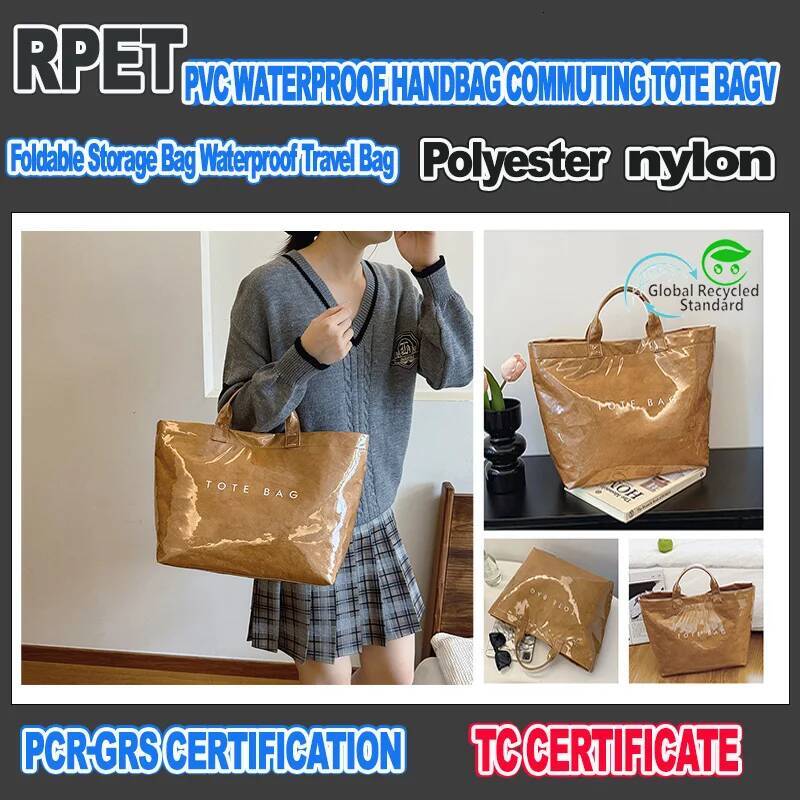 Large Capacity DuPont PVC Waterproof Tote Bucket Durable Letter Printed Fashion Handbag Reusable Shopping Bag