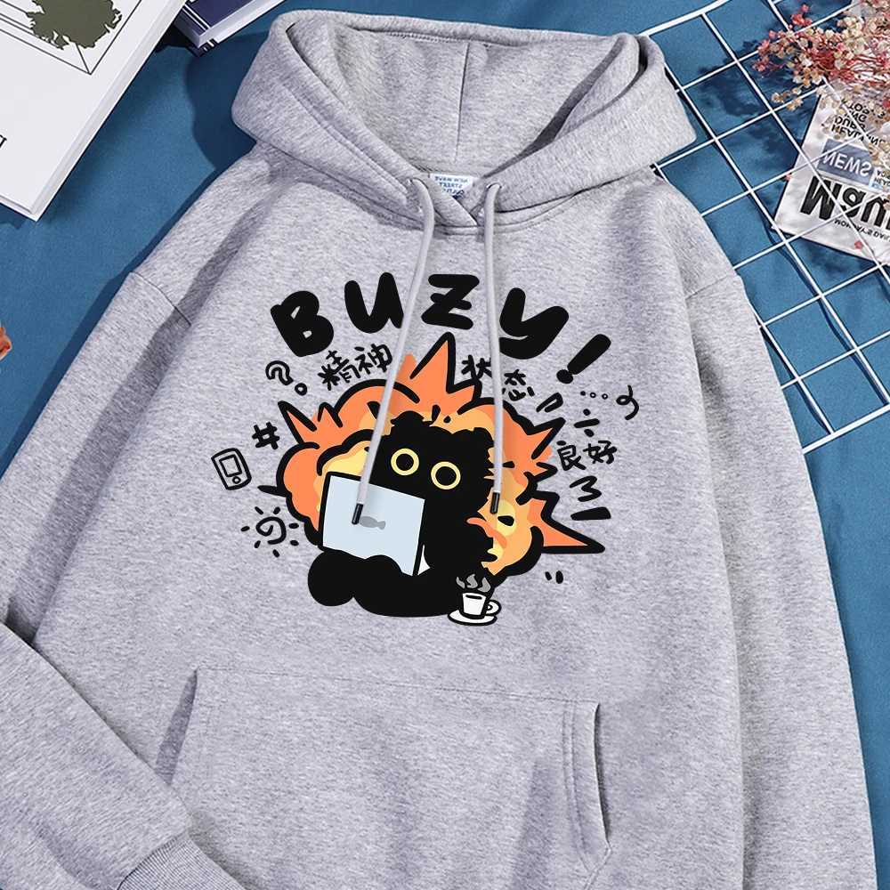 Stable State Fun Cat Hoodies Men Women Fashion Loose Hoody Casual Fleece Autumn Streetwear Harajuku Pullover Streetwear Couple Y250811