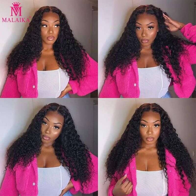 180% Density 13*4 Front Lace Frontal Pre Plucked For Women Real Human Hair Wigs Long Curly Wig Natural Black Color