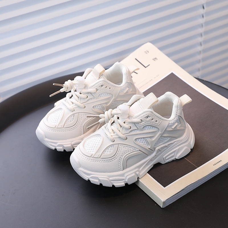 Spring Autumn Kids Sneakers Soft Breathable Mesh Unisex Boys Girls Casual Sport Shoes Black White w250725
