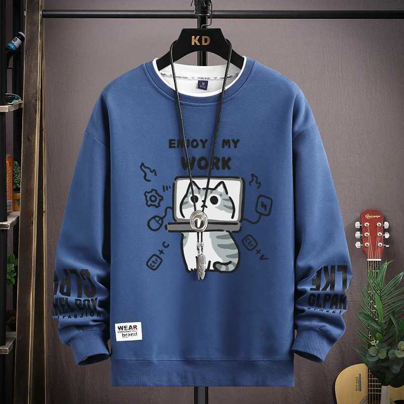 Man New in Hoodies Sweatshirts Cartoon Cat Graphics Mens Long Sleeve T-shirt Oversized S-5XL Pullover Youth Popular Clothes Y250811