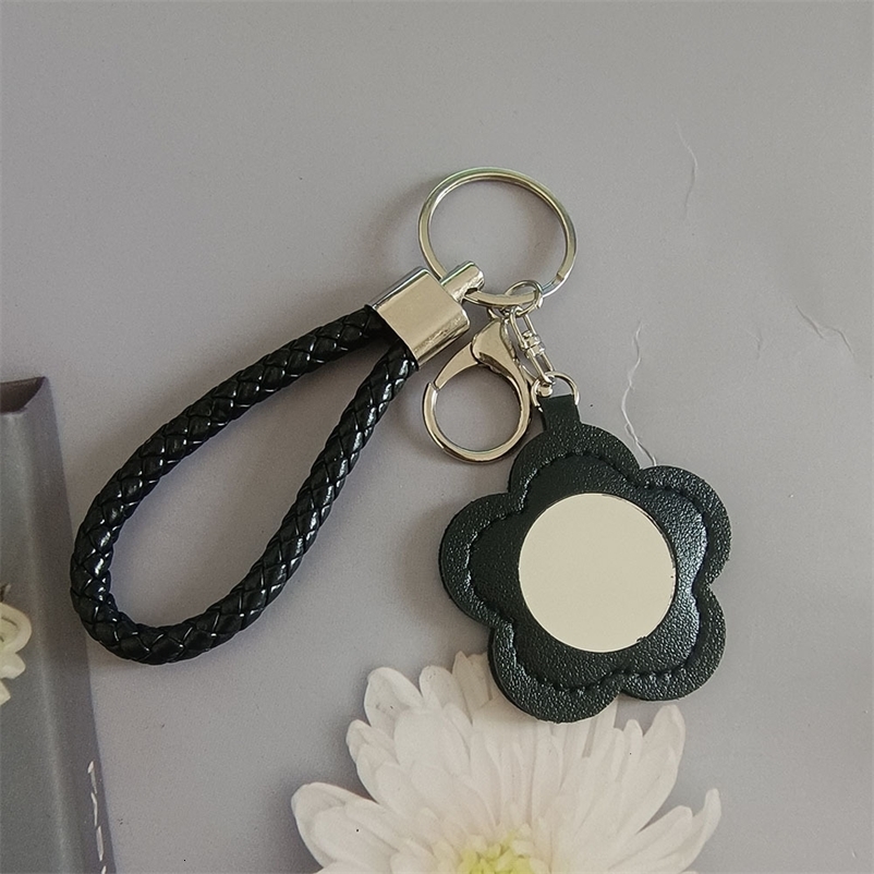Creative PU Flower Small Mirror Keychain Portable Lipstick Bag Makeup Mirror Ins Cute Bag Pendant 250726