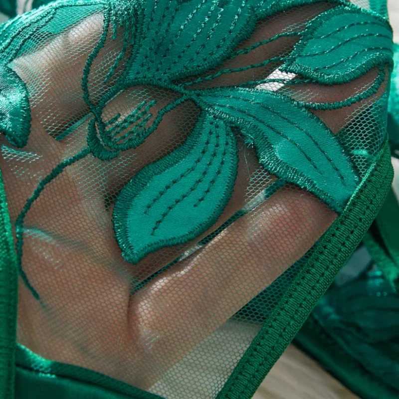 Sexy Lingerie Set Women Transparent Bralette Underwire 2 Piece Bra Floral Embroidery Push Up Bra Panty and Panty Set UnderwearXJ250812