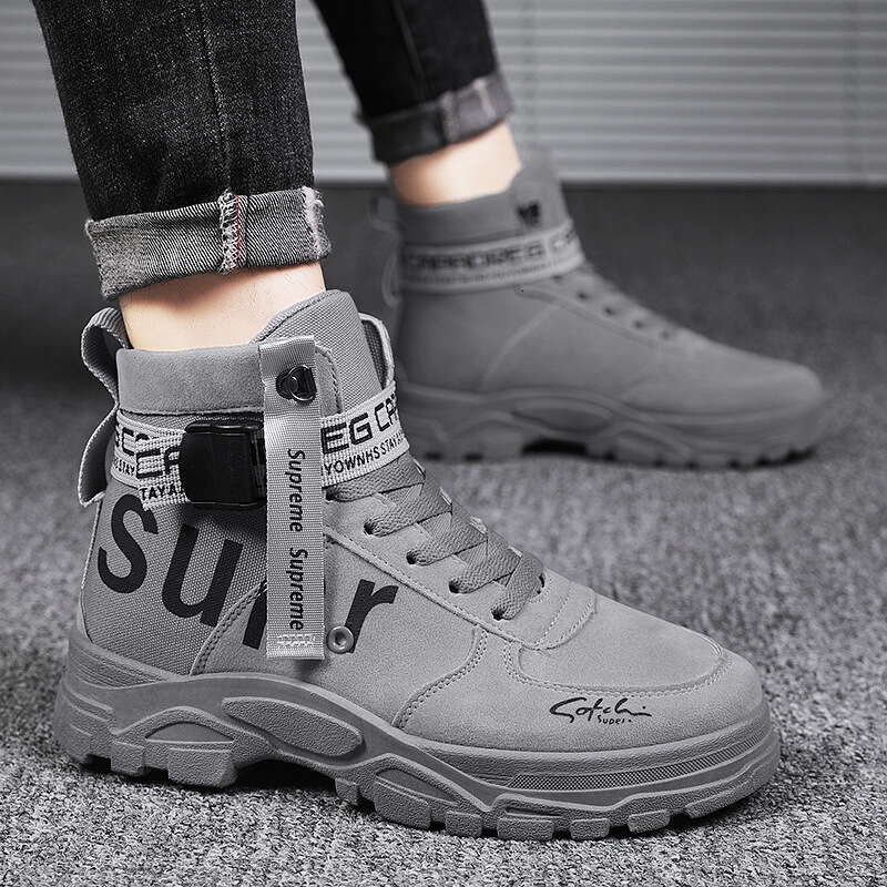 2024 New Spring Free shipping and Autumn Versatile Round Toe High-top Trendy Martin Military Boots Men's Shoes
