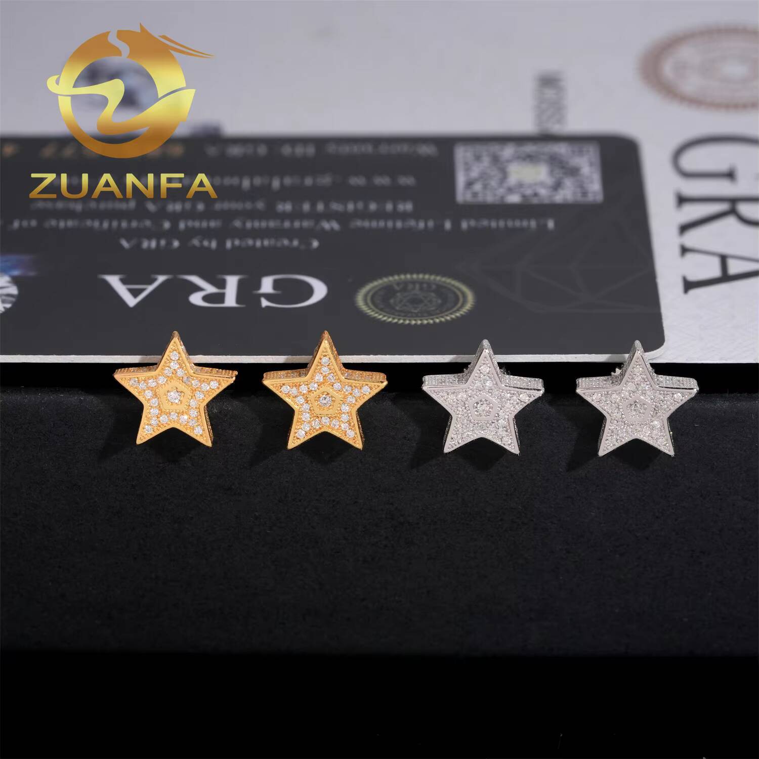 Fashion Star Earrings Cluster Moissanite Diamond Stud Earrings 925 Sterling Silver Iced Out Moissanite Screw Back Earrings