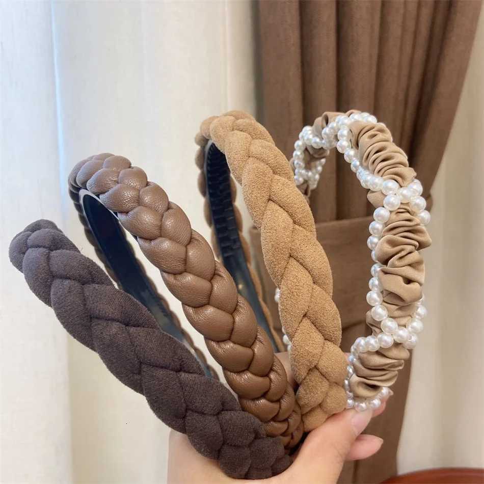 Trendy Wide Hair Bands For Women Dress Solid Color Cloth Band Bezel Girls Hairband Hair Hoop Female Hair Accessories X250812