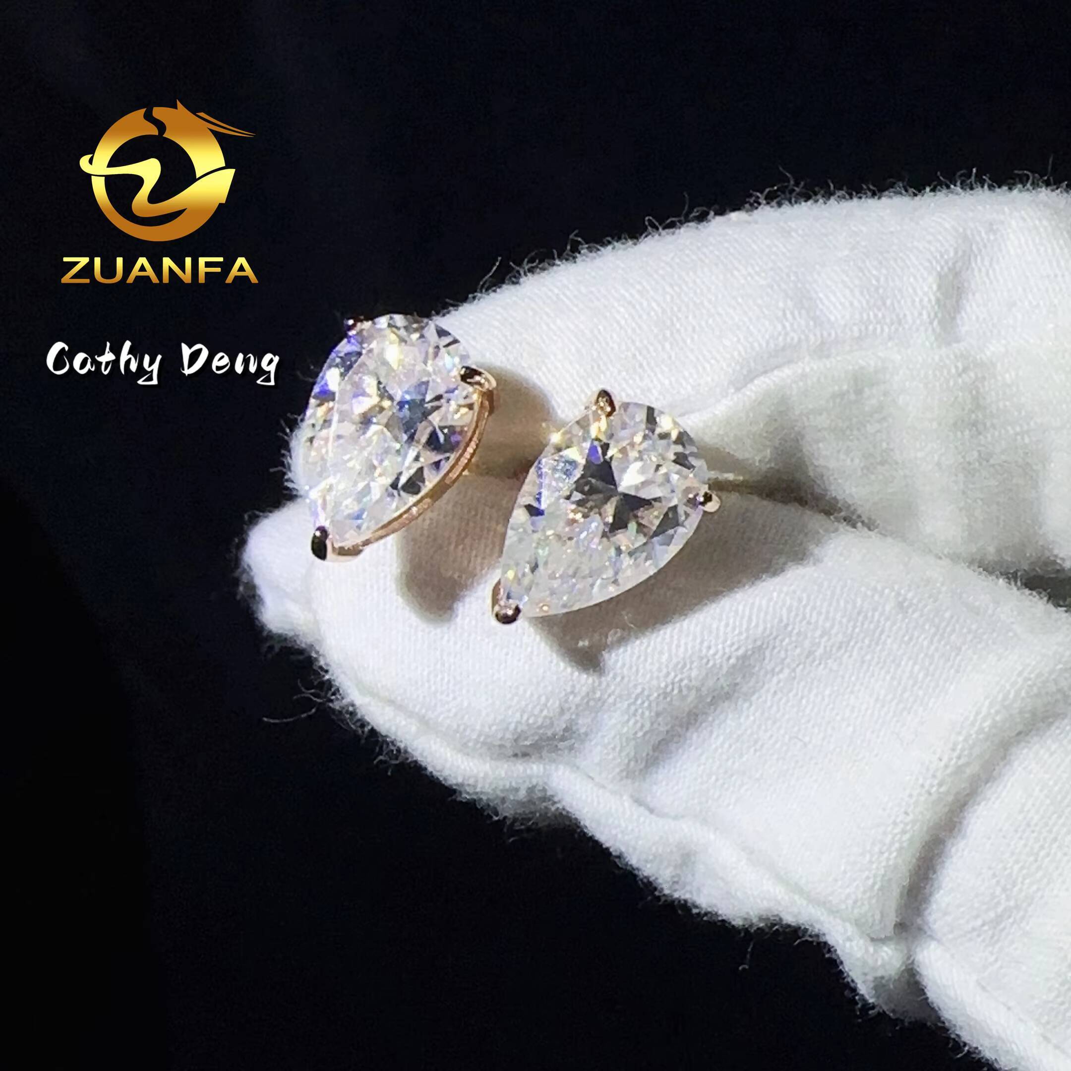 Classic Women Earrings Pear Cut Silver Gold Rose Gold Ice Out 925 Sterling Silver D VVS Moissanite Earrings Ready to Ship