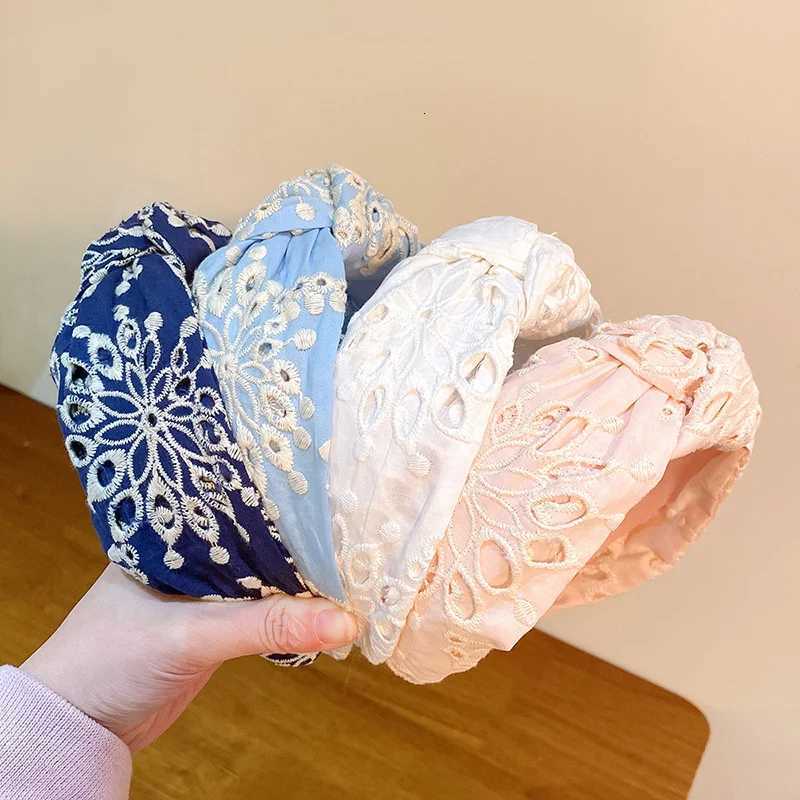 knotted Wide Bands for Women Girls Fashion Embroidery Fabric Hairbands Women Hair Bands Hoop Hair Accessories X250812