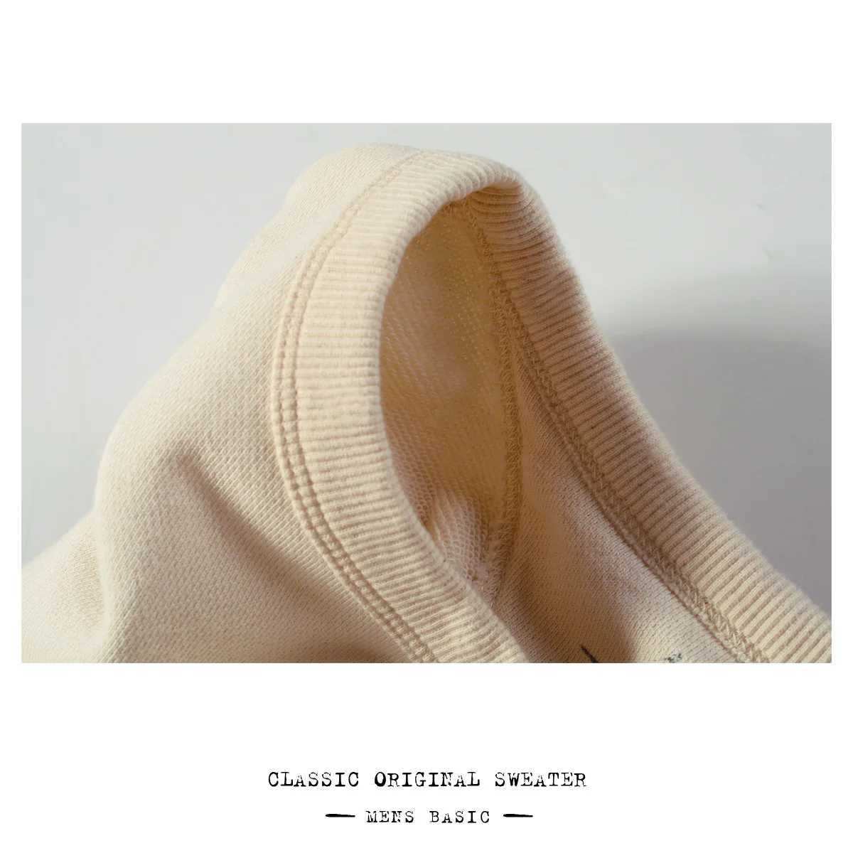 Embryo Cotton Autumn Heavyweight Retro Literary Japan Round Neck Loose Casual Sports Solid Color Bottoming Sweatshirt Y250811