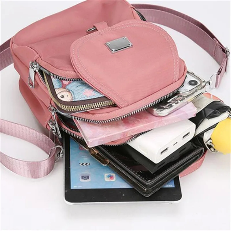 Lightweight Nylon Womens Crossbody Bag Casual Mini Handbag with Multiple Zip Pouch Chic n Shoulder for Everyday Use 250811