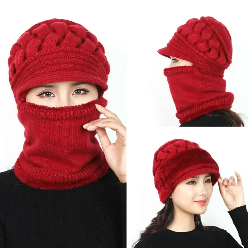 Winter Hat One-piece Beanies Hats Winter Beanies For Men Women Wool Scarf Caps Balaclava Mask Gorras Bonnet Knitted Hat 250808