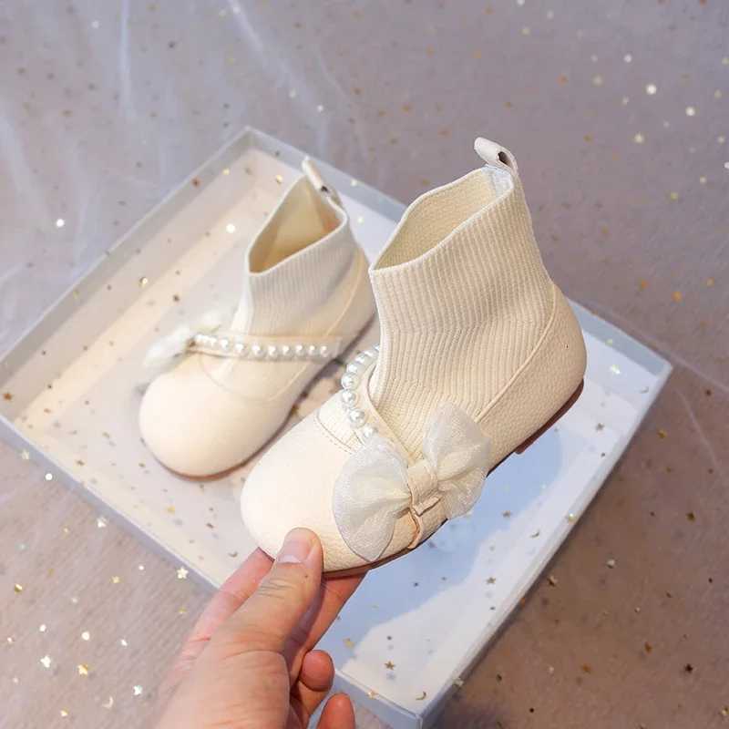 2024 Autumn Winter Brand New PU Leather Lace Bow-knot Sweet Soft Girls Princess Boots Ankle Boots Slip-on Soft XJ250812