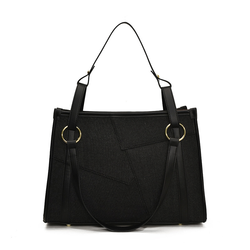 Denim for Women New Fashion Color Block Patchwork Single Shoulder Crossbody Commuter Casual Tote Bag