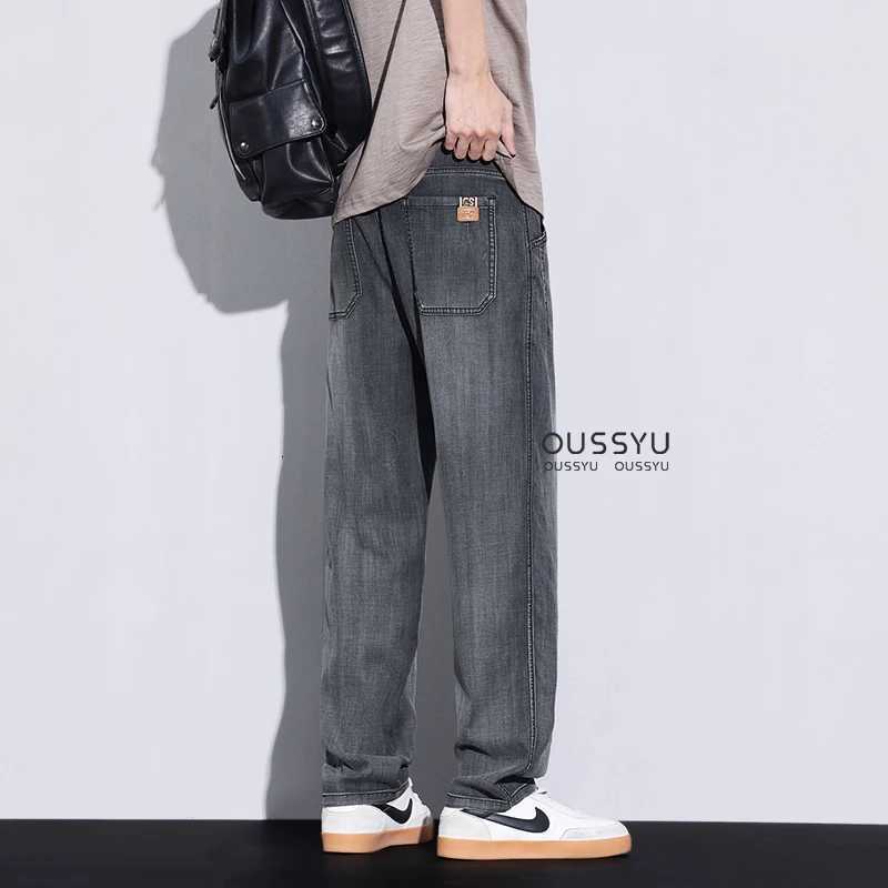 igh Quality Nev Clothing Lyocell Fabric Jeans Men Summer Thin Work Wear Slacks Jogger Retro Blue Wide Leg Trousers Streetwear X250812