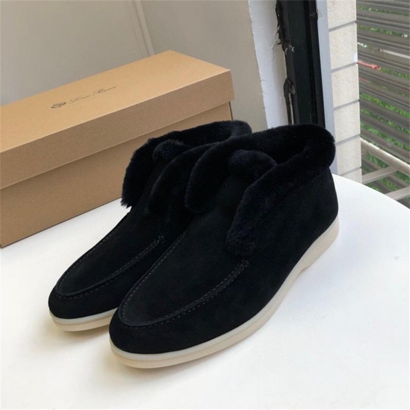 Autumn winter sheep suede shoes womens flat bottom hairy single boots snow boots real leather shoes keep warm autumn and winter
