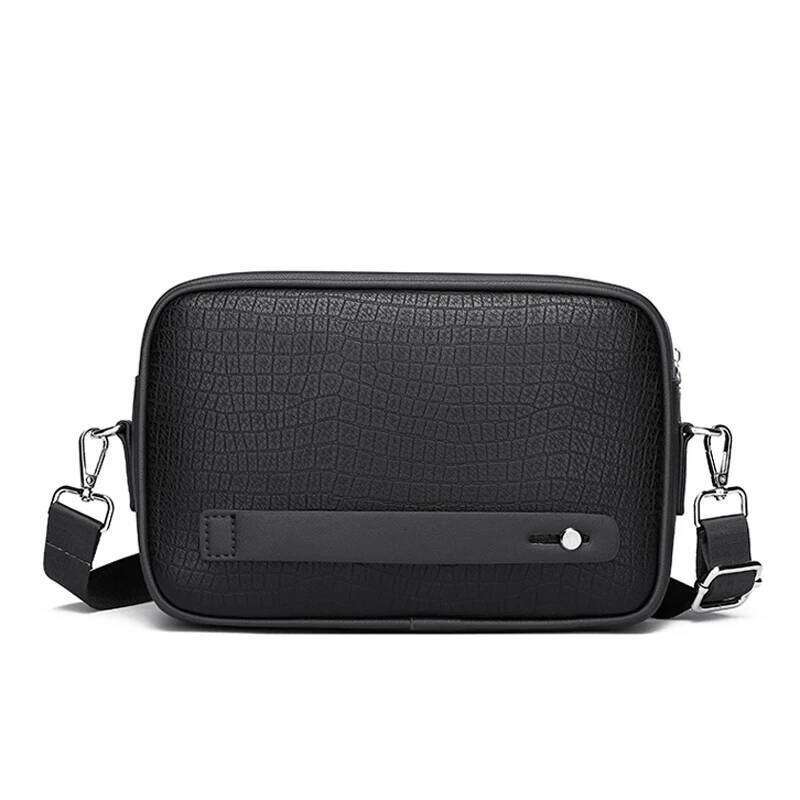 Fashion square leather men's handbag shoulder crossbody bags messenger designer bag mens