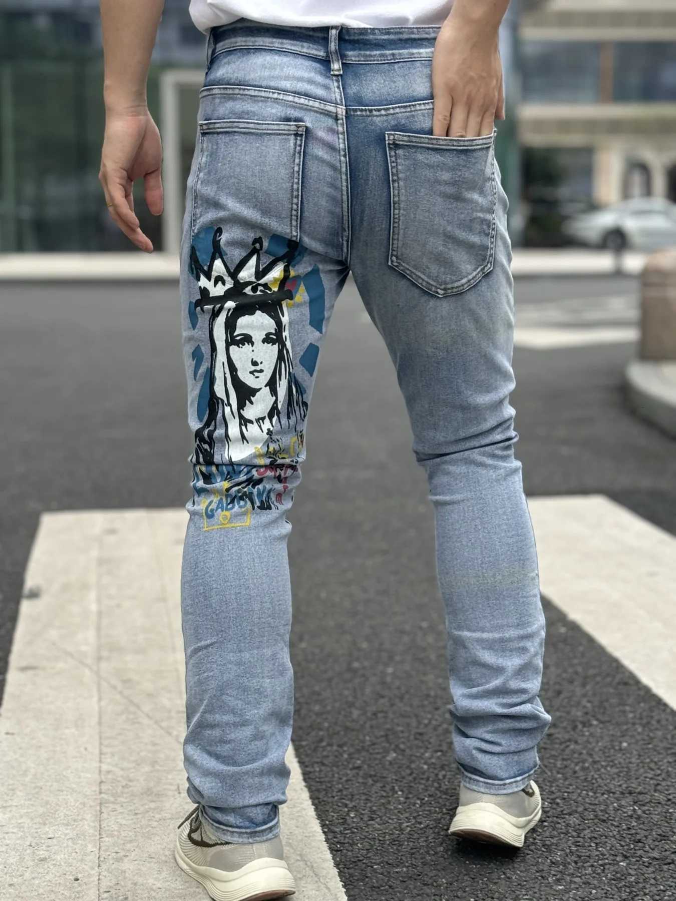 Fashionable Mens Jeans With Trendy Prints Highlighting Individuality Elastic And Breathable Fabric Free Shipping X250812