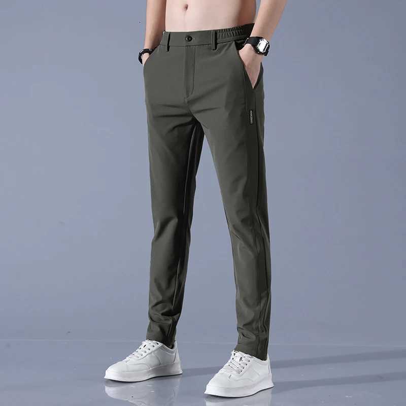 2025 Spring Summer Mens Ice Silk Golf Casual Slim Straight Thin Trousers Male Fashion Stretch Breathable Jogging 28-38 W250812