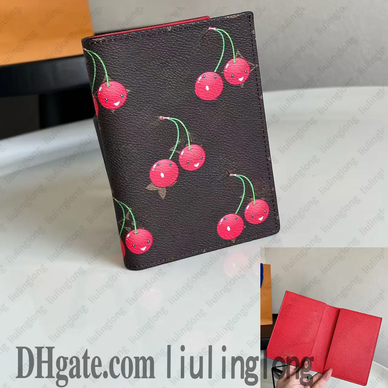 takashi murakami monogram designer luxury TM wallet women high quality cute cherry coin purse cardholder money clip fashion charm purse slender wallets