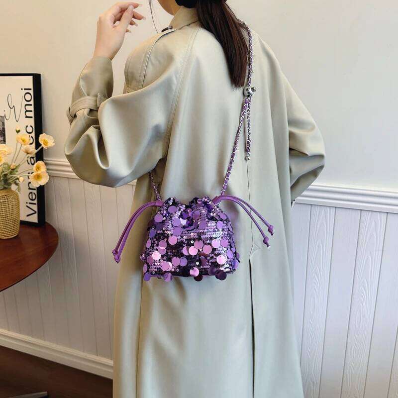 Ladies Sequin Evening Clutch Bag Women Wedding Party Shiny Sier Handbag Female Chain Phone Shoulder Crossbody Pouch