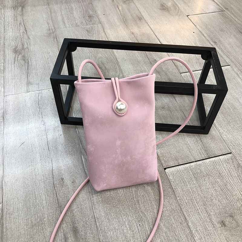 Spring/Summer Simple Pink Pearl Crossbody Small High-end Fashionable Mini Phone Bag for Women