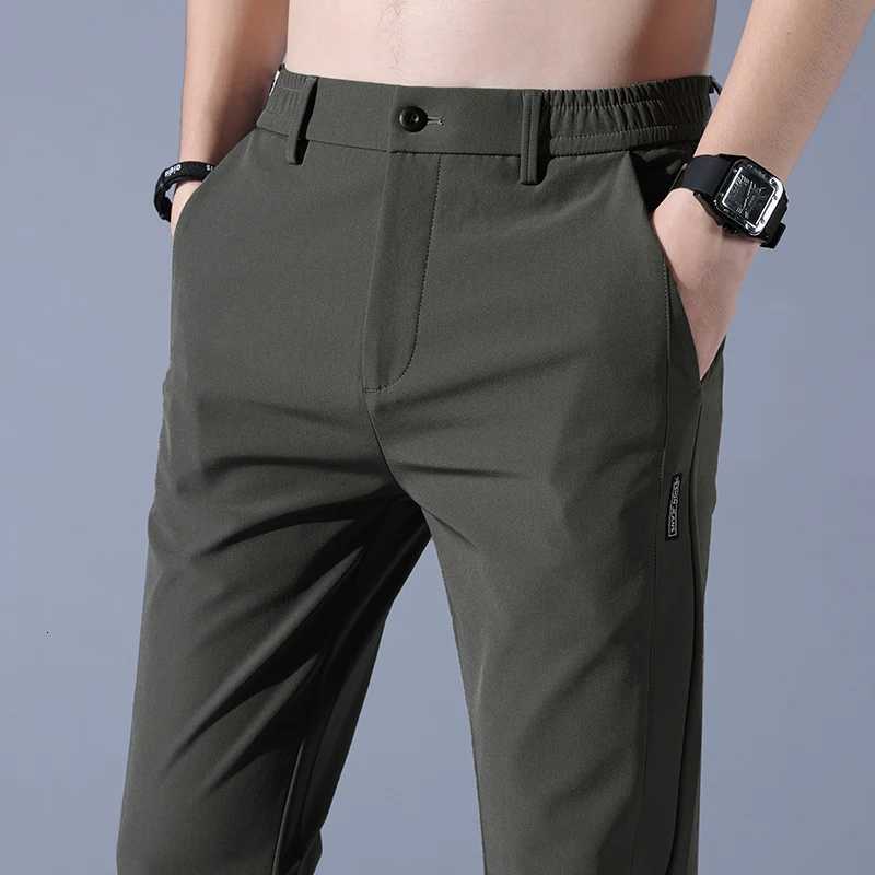 2025 Spring Summer Mens Ice Silk Golf Casual Slim Straight Thin Trousers Male Fashion Stretch Breathable Jogging 28-38 W250812