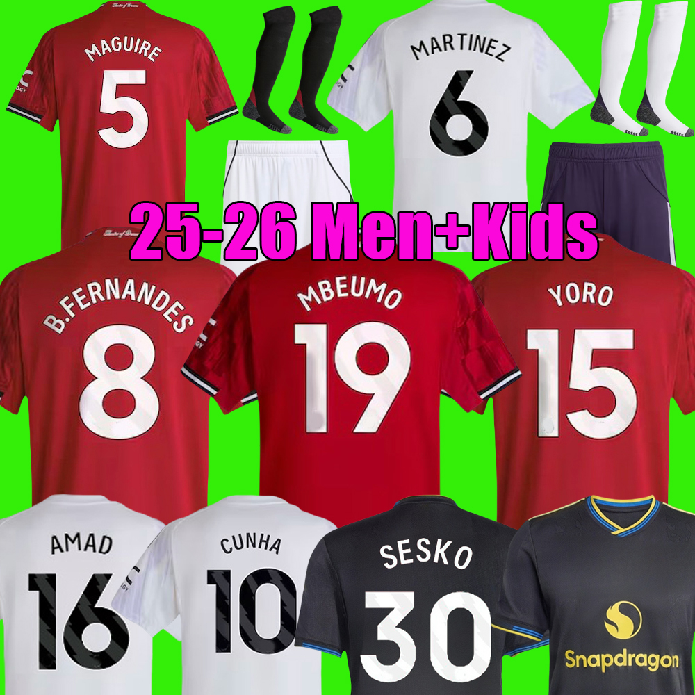 25 26 ZIRKZEE MBEUMO SESKO soccer jersey B. FERNANDES GARNACHO HOJLUN 2025 MOUNT MAZRAOUI UGARTE AMAD YORO DALOT CUNHA CANTONA football kit shirt men kids set