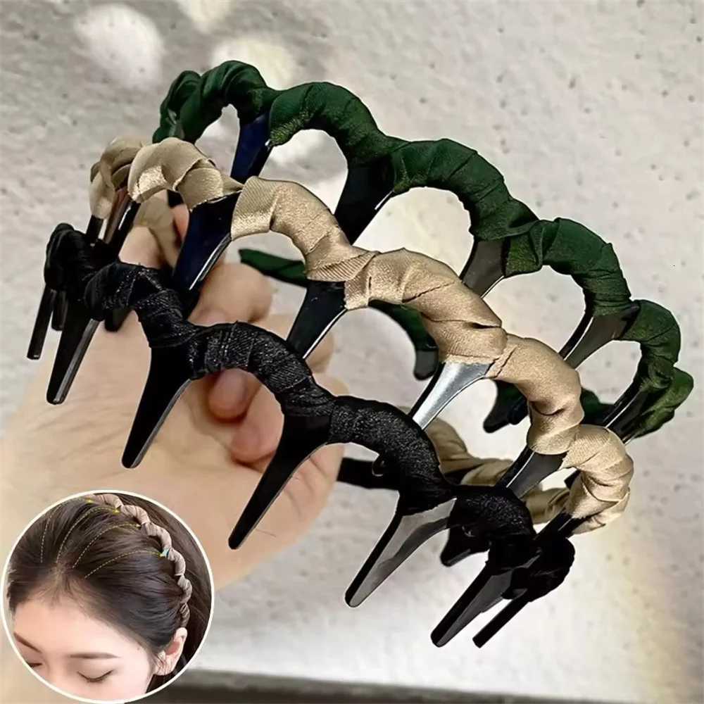 2Pcs/set Fashion Fabric Bands Large Plastic Teeth Hairbands Hairhoops for Women Hair Accessories X250812