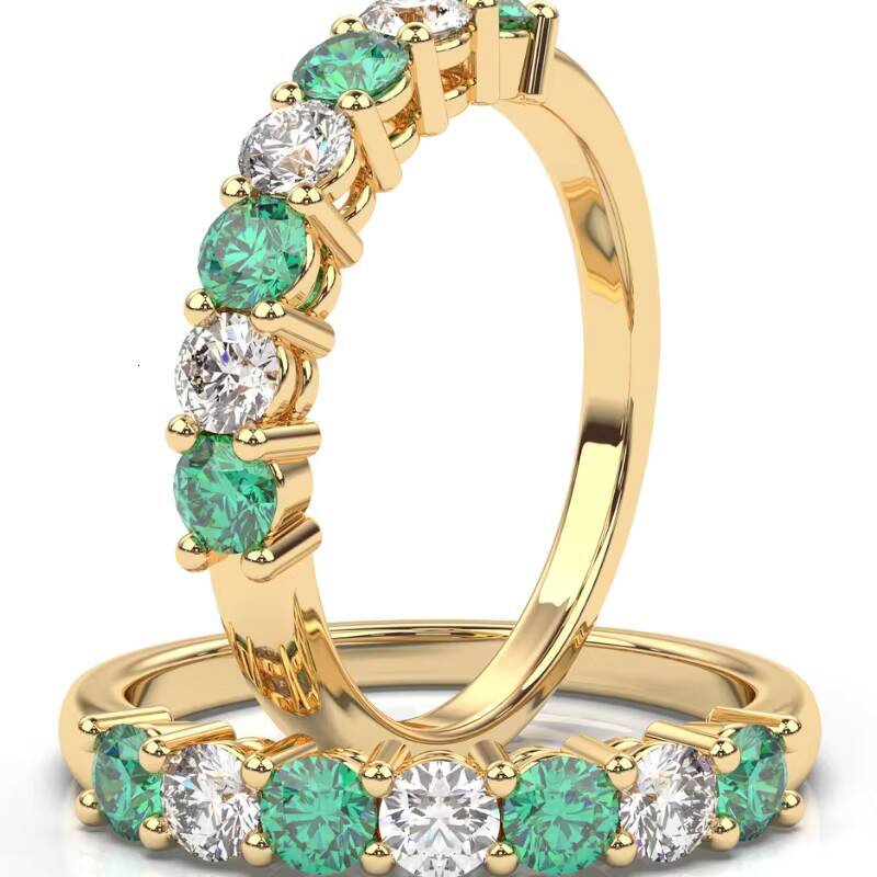 10K Solid Gold Engagement Ring 7 Stone Moissanite Wedding Band Custom Two Tone Moissanite Ring