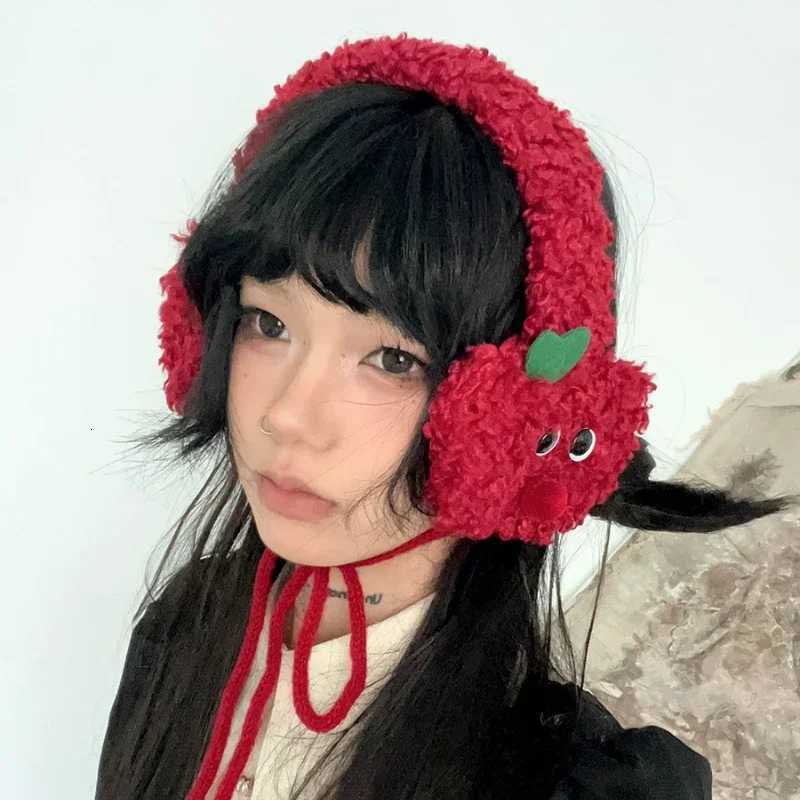 ute Apple Shape Design Red Plush Earmuffs for Women Autumn and Winter Warm Ear Protection Fashion Versatile Straps Hairband XJ250812