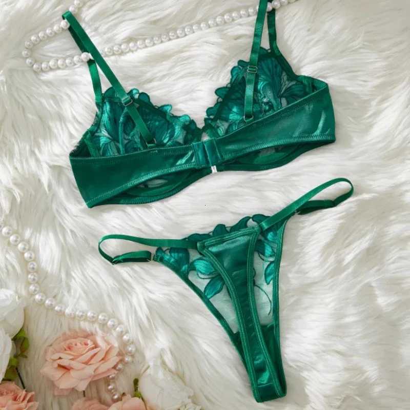 Sexy Lingerie Set Women Transparent Bralette Underwire 2 Piece Bra Floral Embroidery Push Up Bra Panty and Panty Set UnderwearXJ250812