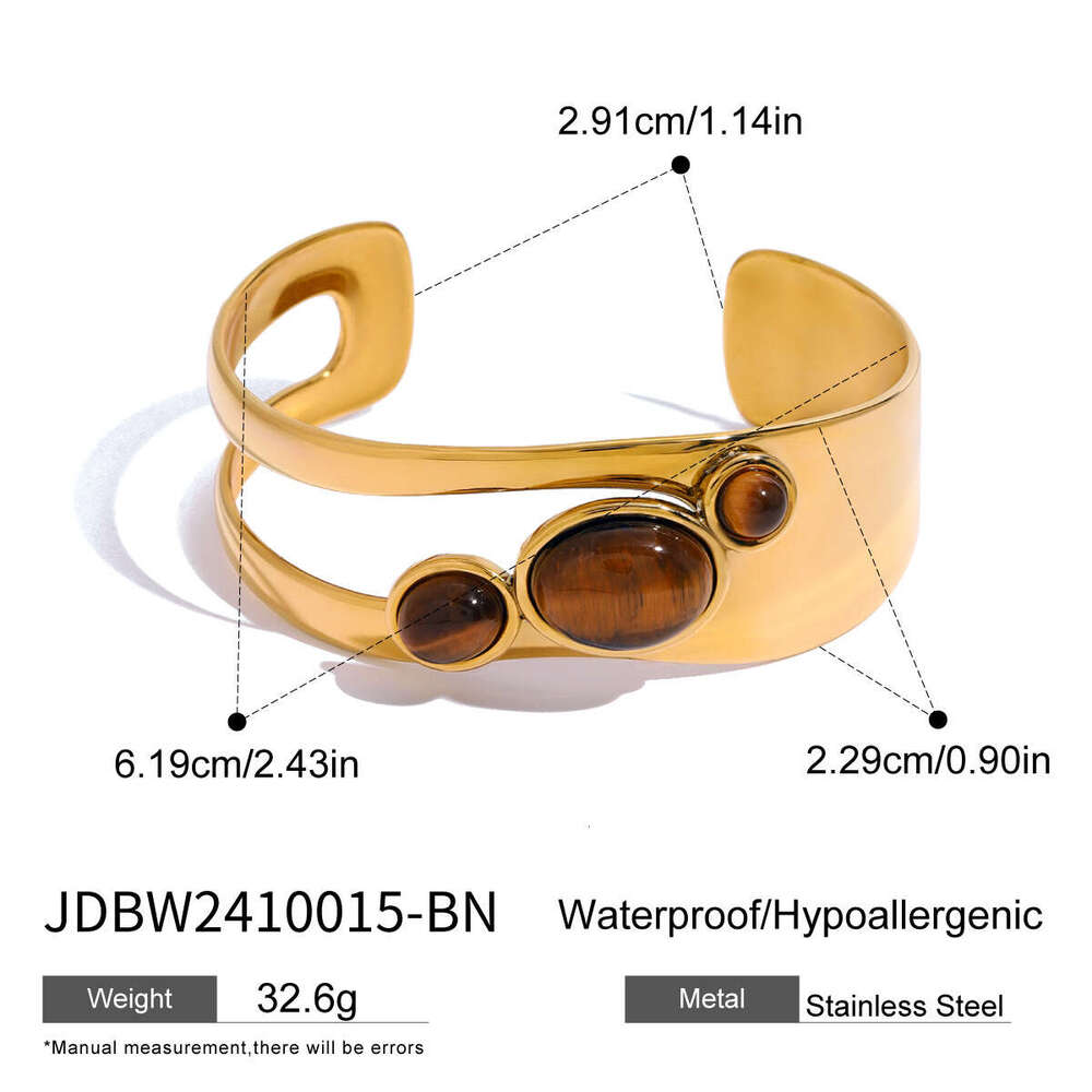 Designer Stainless Hollow Pearl Designer Bracelet High Version Natural Stone Open Bangle Titanium Jewelry Steel Jewelry