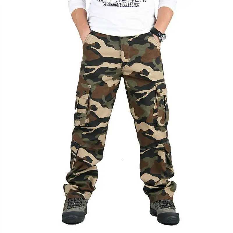 Mens Tactical Camouflage Overalls High-Quality Cotton Multi-Pocket Trousers Sports Training Casual Work Pants X250812