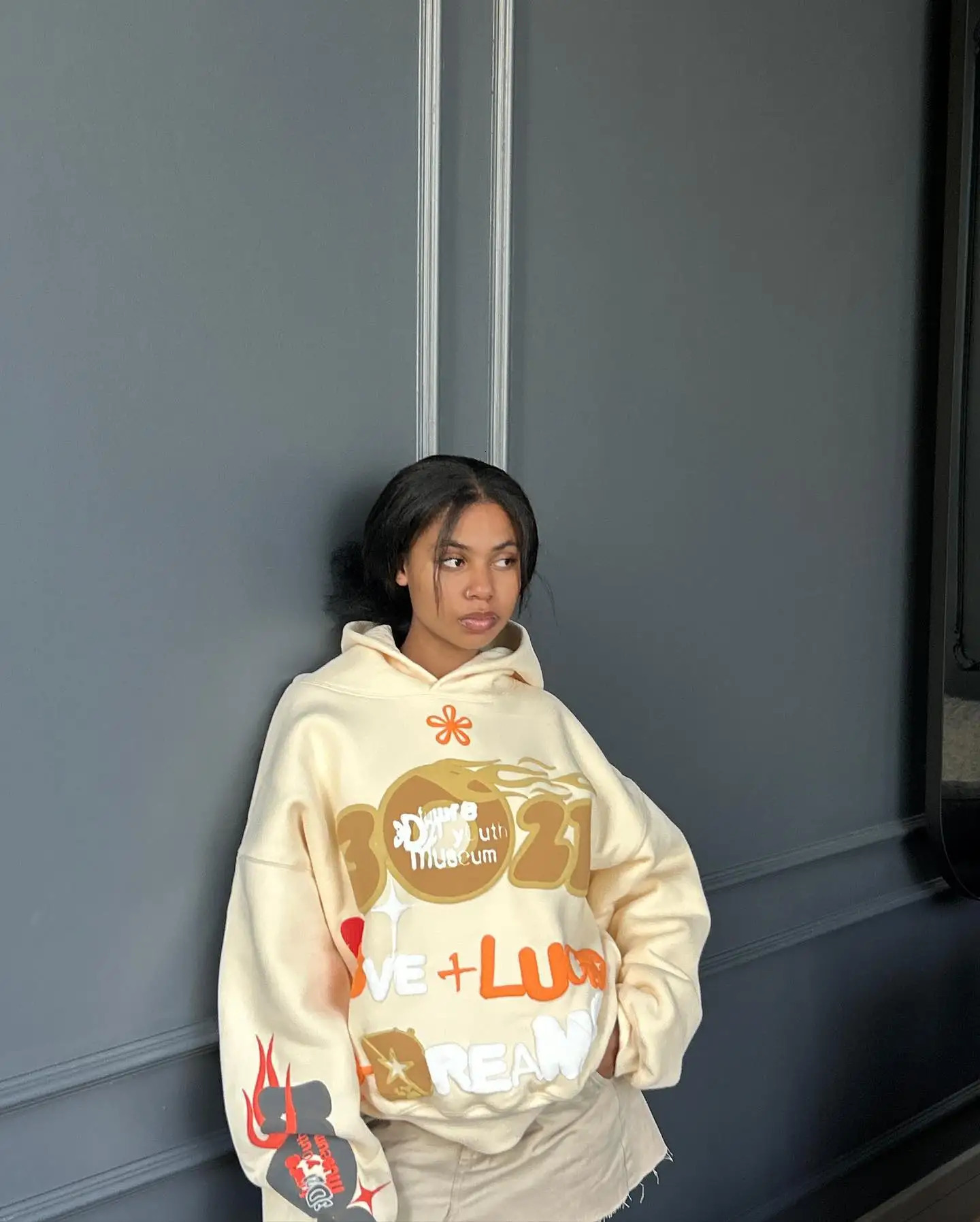 American letter puff print Hoodies Women Couples Y2k Tops Sweatshirt Women Goth Streetwear Grunge Clothing Oversized Hoodie 250807