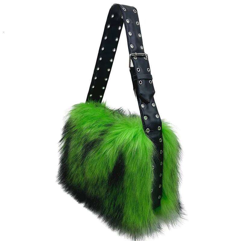 New HOT Women Faux Classics Lady Tote Plush Shoulder Bags Fashion Imitation Raccoon Fur Handbag Evening Fashion designer's style Bag