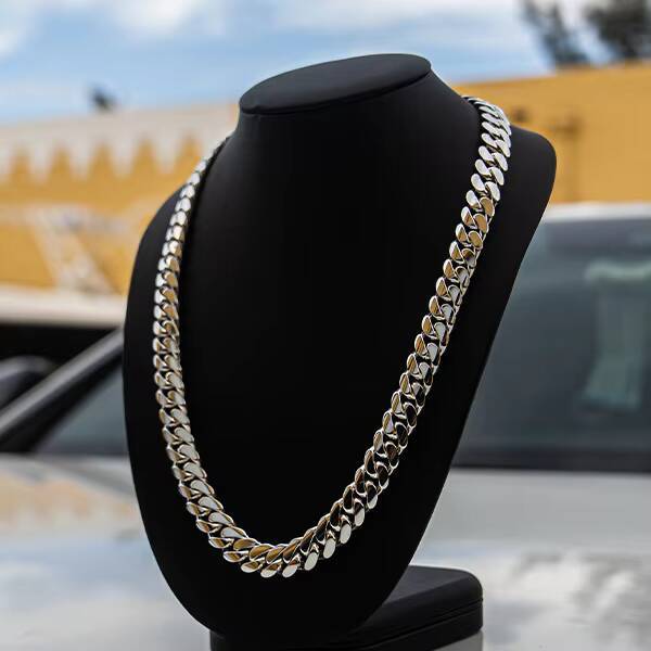 Wholesale Choker 14K 18k Gold Plating Custom 925 Silver Cuban Link Chain Hip Hop Jewelry 14mm Miami Chain Necklace Bracelet