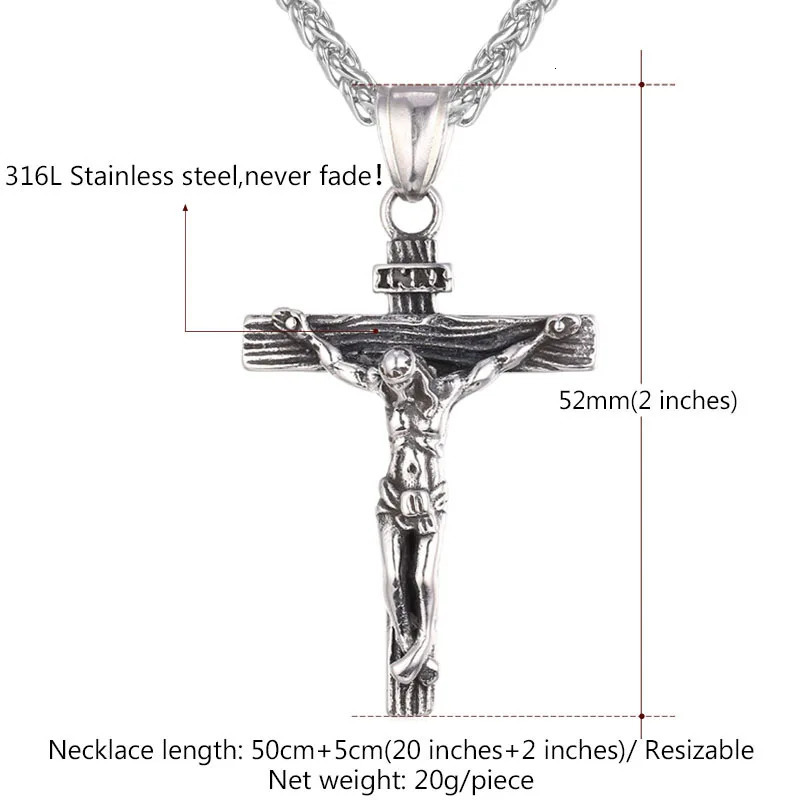 U7 Crucifix Cross Pendant Stainless Steel Necklace for Women Men Faith Necklace Fashion Religious Jewelry 250805
