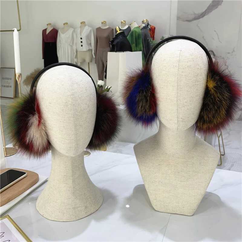 New Colorful Real Fox Fur Earmuffs for Autumn and Winter Womens Outdoor Travel Warm Fur Earmuffs with Plush Ear Protectors XJ250812