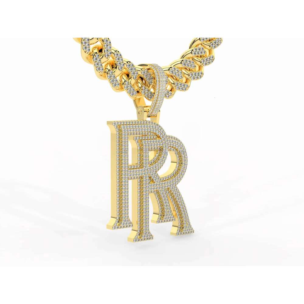 Men's Jewelry Pass Tester Hip Hop VVS Silicon Stone Charm Necklace Iced Sier Letter Name Pendant