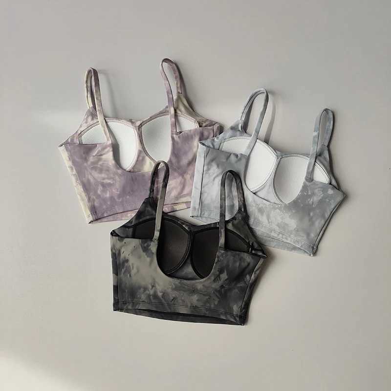 Tie-dyed One-piece Cup Sports Underwear Womens High Shock-proof Running Beauty Back Vest Gathering Bra Fitness Suit Suit Z250812