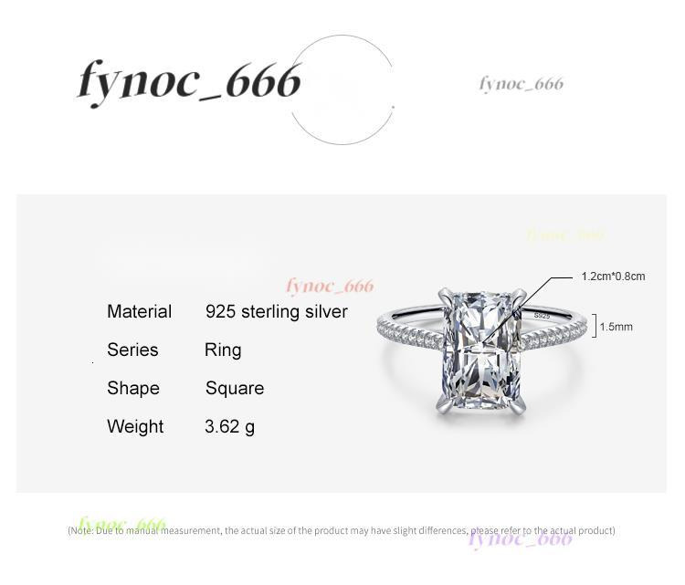 Real 925 Sterling Silver Exquisite Luxury 3ct Clear Moissanite Rectangle Rings for Women Girls Anti-allergy Fine Jewelry Gift