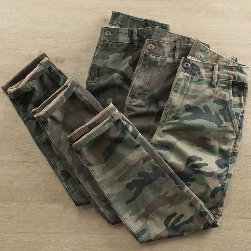 2022 Fashion Camouflage Overalls Mens Cropped Pants Cargo Harem Hiking Military Straight Retro Cotton Tactical Pants for Men X250812