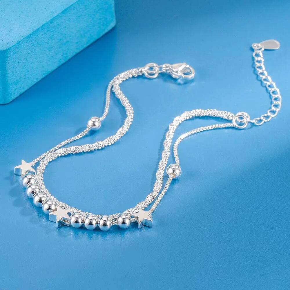 cute sterling Sier Bracelets Star chain for Women men Wedding Lady Noble Pretty Jewelry Fashion Nice Chain