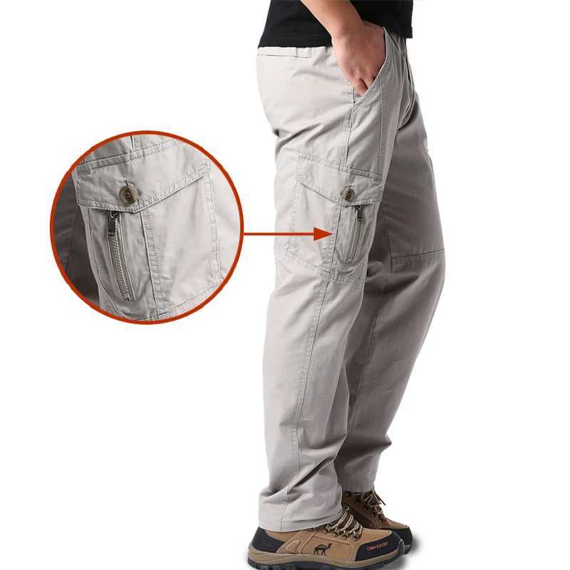 High Quality Mens Cotton Cargo Pants Casual Multiple Pocket Tactical Pants Spring Autumn Outdoor Camping Hiking Work Pants W250812